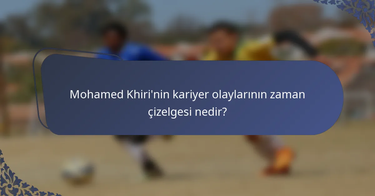 Mohamed Khiri'nin kariyer olaylarının zaman çizelgesi nedir?