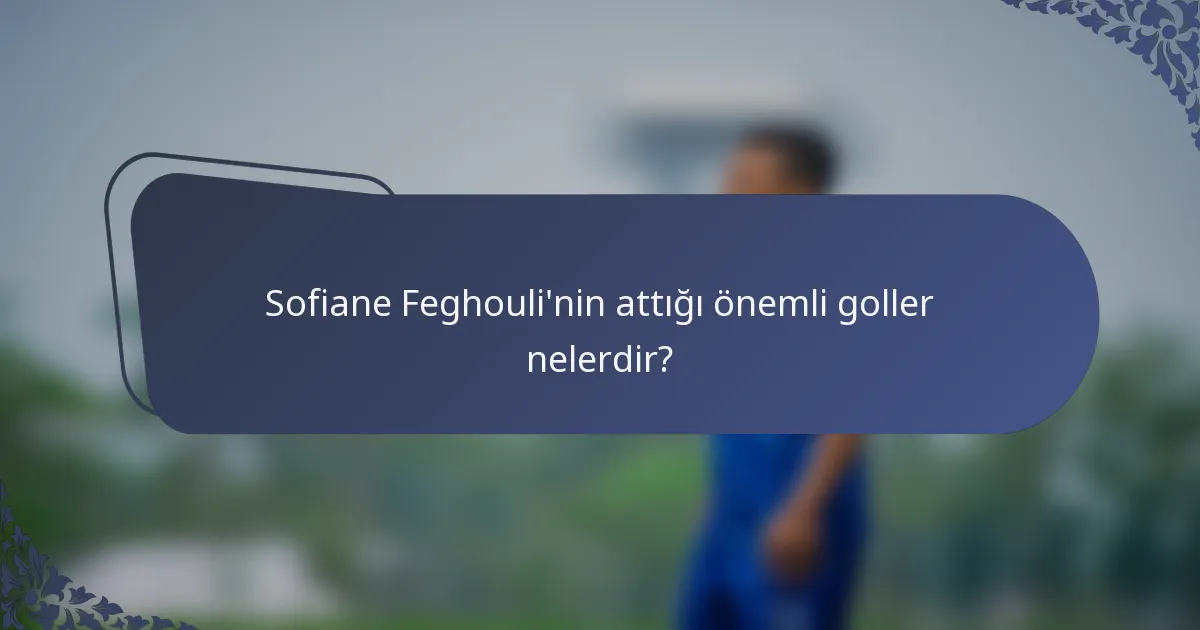 Sofiane Feghouli'nin attığı önemli goller nelerdir?