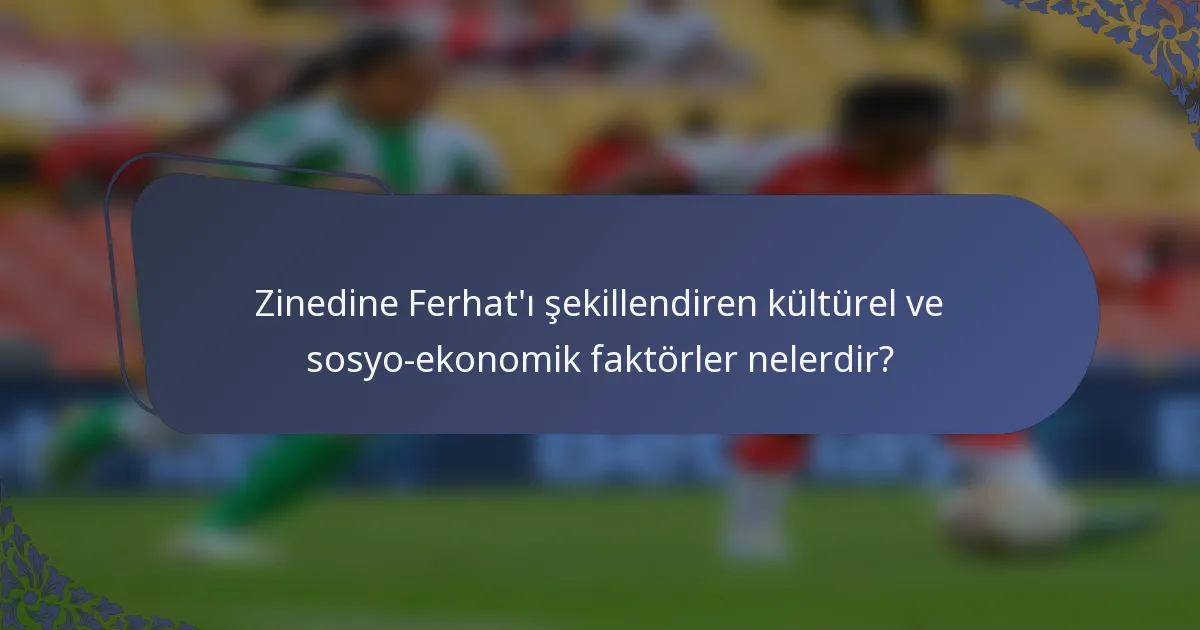 Zinedine Ferhat'ı şekillendiren kültürel ve sosyo-ekonomik faktörler nelerdir?