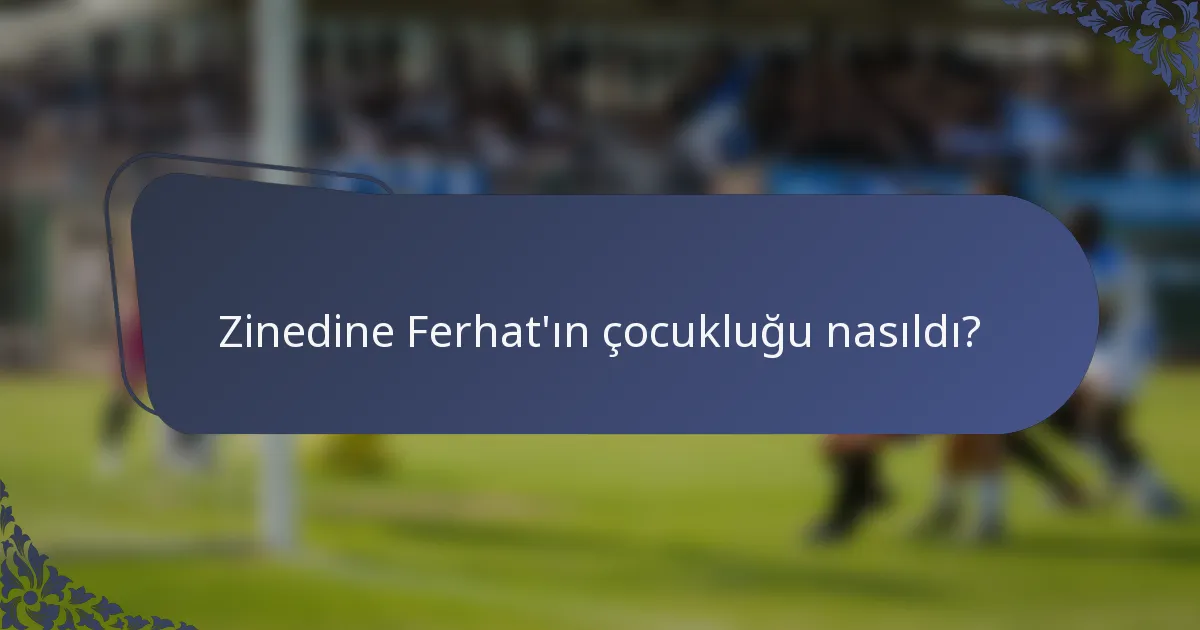Zinedine Ferhat'ın çocukluğu nasıldı?